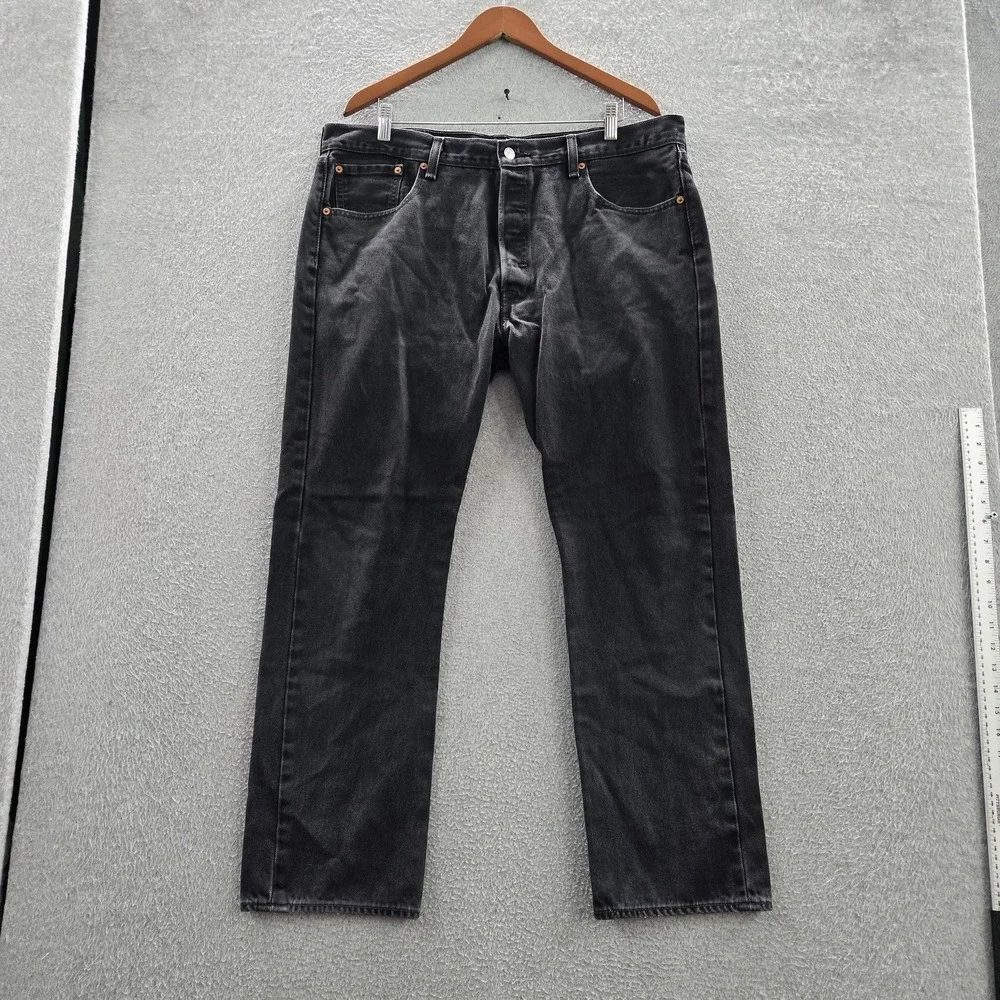 Levi's 501 Men Jeans 38X30 Black Denim Original Fit Straight Leg 28.5